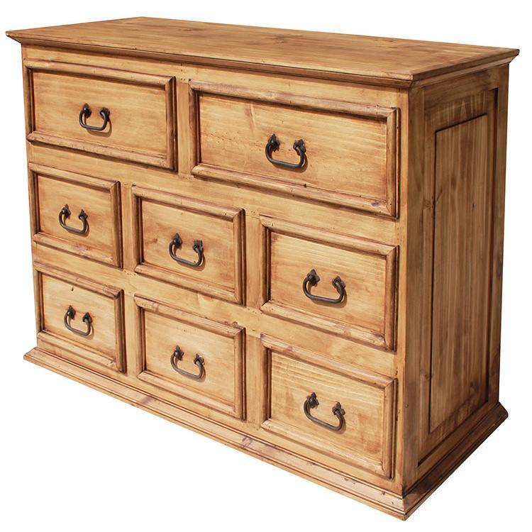 Rustic Furniture Eight Drawer Mexican Rustic Pine Dresser W O
